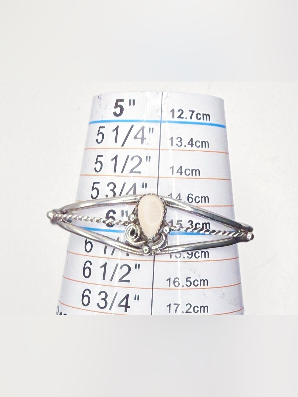 Sterling Silver Mother of Pearl Tear Drop Western Style Cuff